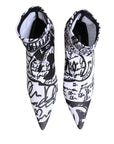 Dolce & Gabbana White Graffiti Stretch Ankle Boots Shoes