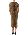 Dolce & Gabbana Brown Leopard Print Silk Sheath Midi Dress