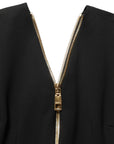Dolce & Gabbana Black Long Sleeves Front Zipper Midi Dress