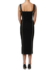 Dolce & Gabbana Black Sleeveless Front Zipper Midi Dress