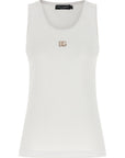 Dolce & Gabbana White Cotton Sleeveles T-Shirt
