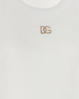 Dolce & Gabbana White Cotton Sleeveles T-Shirt