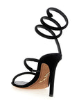 RENE CAOVILLA Black Textile Stiletto Heel Sandals