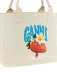 Ganni Beige Recycled Cotton Tote Bag