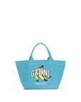 Ganni Blue Recycled Cotton Shoulder Bag