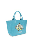 Ganni Blue Recycled Cotton Shoulder Bag