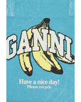 Ganni Blue Recycled Cotton Shoulder Bag
