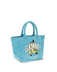 Ganni Blue Recycled Cotton Shoulder Bag