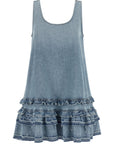 Ganni Blue Organic Cotton Short Dress