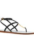 Fendi Black Leather Flat Sandals