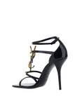 Saint Laurent Black Calf Leather Bos Taurus Stiletto Heel Sandals
