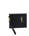 Saint Laurent Black Calf Leather Bos Taurus Clutch Bag