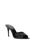 Saint Laurent Black Lamb Ovis Aries Aries Stiletto Heel Sandals