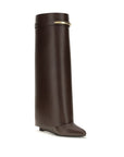 Givenchy Brown Calf Leather Bos Taurus High Heel Boots