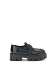 Prada Black Calf Leather Bos Taurus Slip-On Loafers
