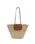Saint Laurent Beige Raffia Shoulder Bag