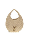 Saint Laurent Beige Raffia Shoulder Bag