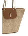 Saint Laurent Beige Raffia Shoulder Bag