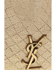 Saint Laurent Beige Raffia Shoulder Bag