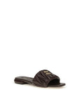 Miu Miu Brown Calf Leather Bos Taurus Flat Sandals