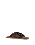 Miu Miu Brown Calf Leather Bos Taurus Flat Sandals