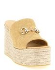 Gucci Beige Calfskin Wedge Sandals