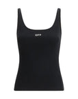 Off-White Black Cotton Sleeveles T-Shirt