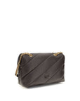 PINKO Brown Calf Leather Bos Taurus Shoulder Bag