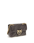 PINKO Brown Calf Leather Bos Taurus Shoulder Bag