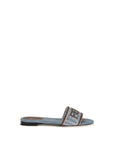 Fendi Blue Cotton Flat Sandals