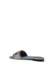 Fendi Blue Cotton Flat Sandals