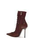 LE SILLA Bordeaux Calf Leather Bos Taurus Lace-Up Boots