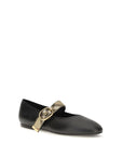 Burberry Black Calf Leather Bos Taurus Ballet Flats