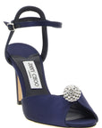 Jimmy Choo Blue Tencel Stiletto Heel Sandals