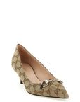 Gucci Beige Polyester Mid Heel Pumps