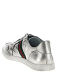 Gucci Silver Lamb Leather Low Top Sneakers