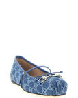 Gucci Blue Cotton Ballet Flats