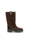 Miu Miu Brown Calf Leather Bos Taurus Ankle Boots