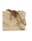Saint Laurent Beige Raffia Shoulder Bag
