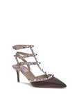 Valentino Garavani Brown Calf Leather Bos Taurus Mid Heel Pumps