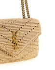 Saint Laurent Beige Raffia Shoulder Bag