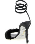 RENE CAOVILLA Black Leather Stiletto Heel Sandals