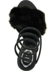 RENE CAOVILLA Black Leather Stiletto Heel Sandals