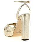 Jimmy Choo Gold Tencel Stiletto Heel Sandals
