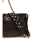 Valentino Garavani Brown Calf Leather Bos Taurus Shoulder Bag