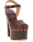 Chloé Bordeaux Lamb Leather Stiletto Heel Sandals