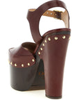Chloé Bordeaux Lamb Leather Stiletto Heel Sandals