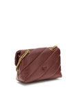 PINKO Bordeaux Calf Leather Bos Taurus Shoulder Bag