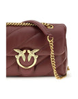 PINKO Bordeaux Calf Leather Bos Taurus Shoulder Bag