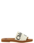Chloé White Linen Flat Sandals
